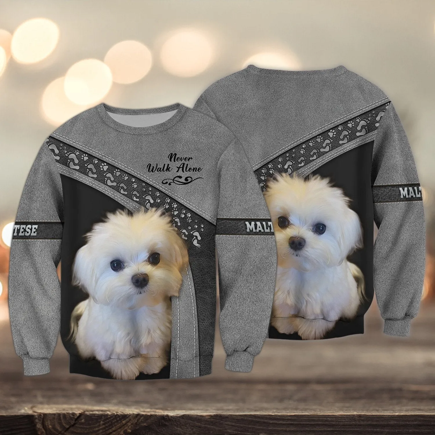 Maltese Love Multicolor Option Never Walk Alone 3D Full Print Sweatshirt Christmas