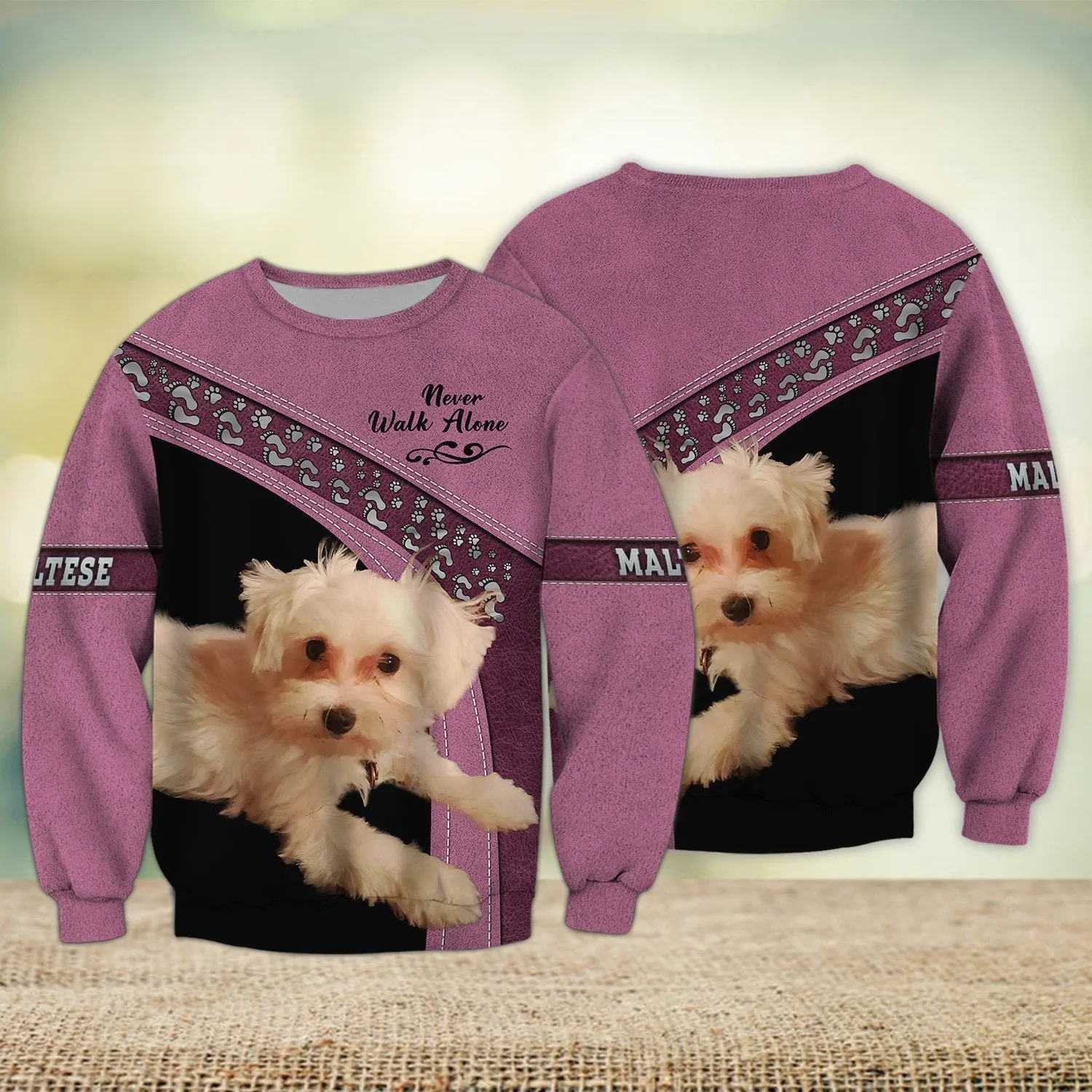 Maltese Love Multicolor Option Never Walk Alone 3D Full Print Sweatshirt Christmas