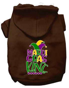 Mardi Gras King Screen Print Mardi Gras Dog Hoodie Brown Xxl