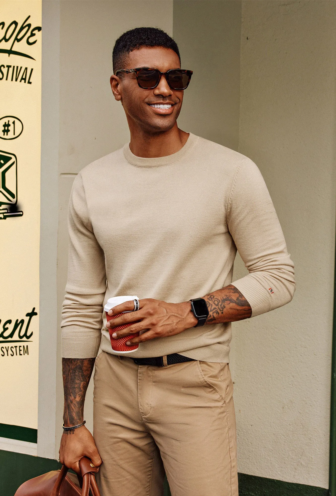 Men Basic Sweater Casual Long Sleeve Crew Neck Ribbed Cuff Thin Pullover