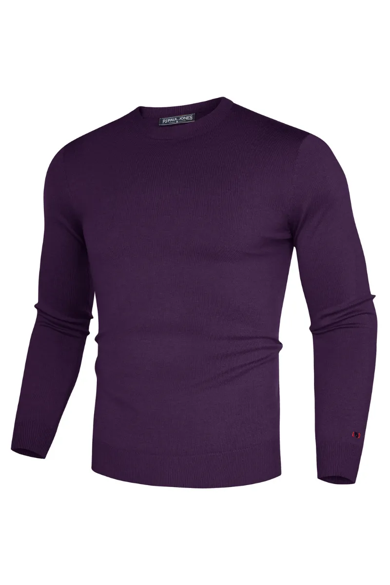 Men Basic Sweater Casual Long Sleeve Crew Neck Ribbed Cuff Thin Pullover