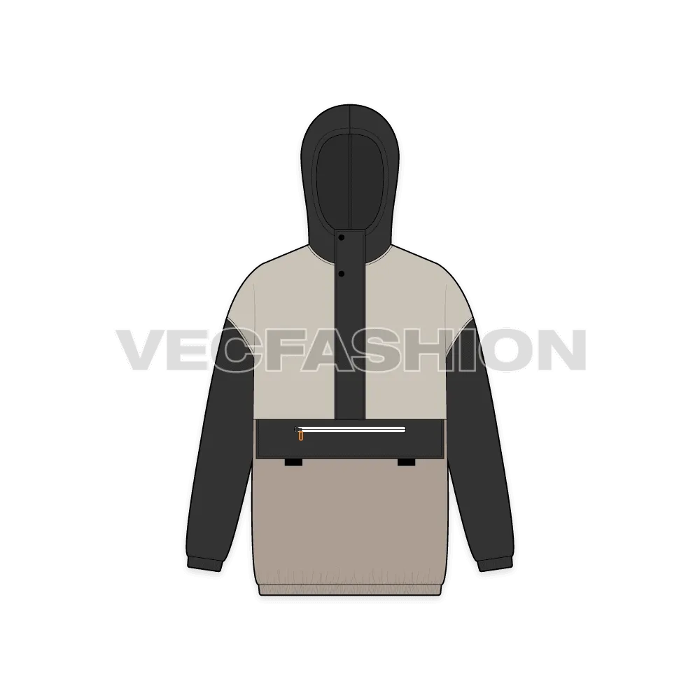 Men Oversized Jacket Vector Flat Sketch