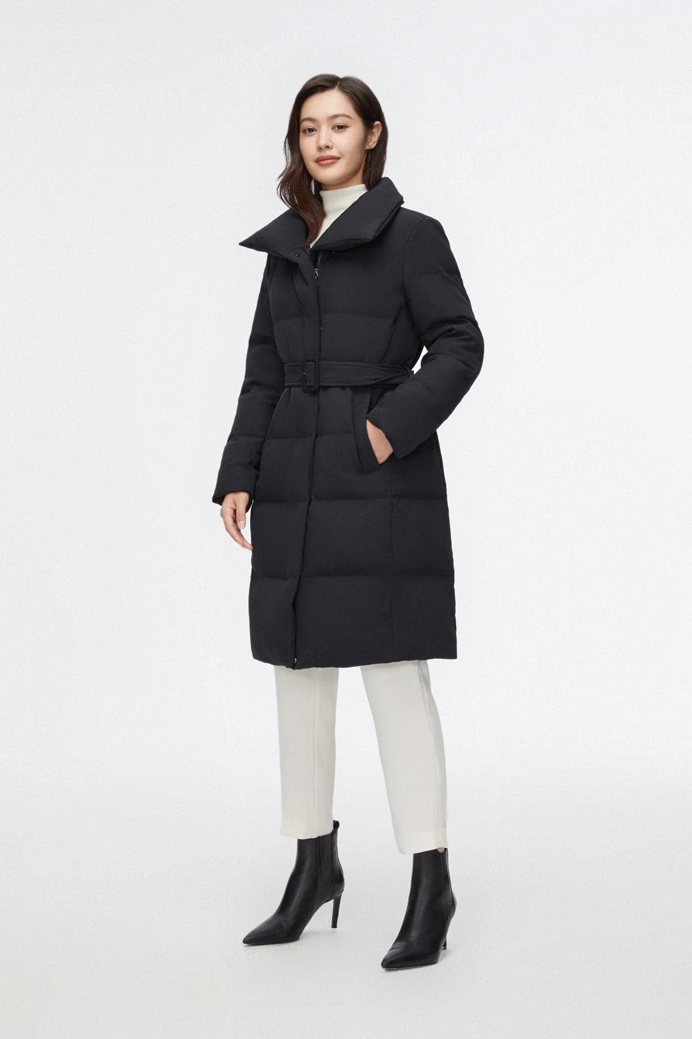 Mid-length Goose Down Jacket With Lapel