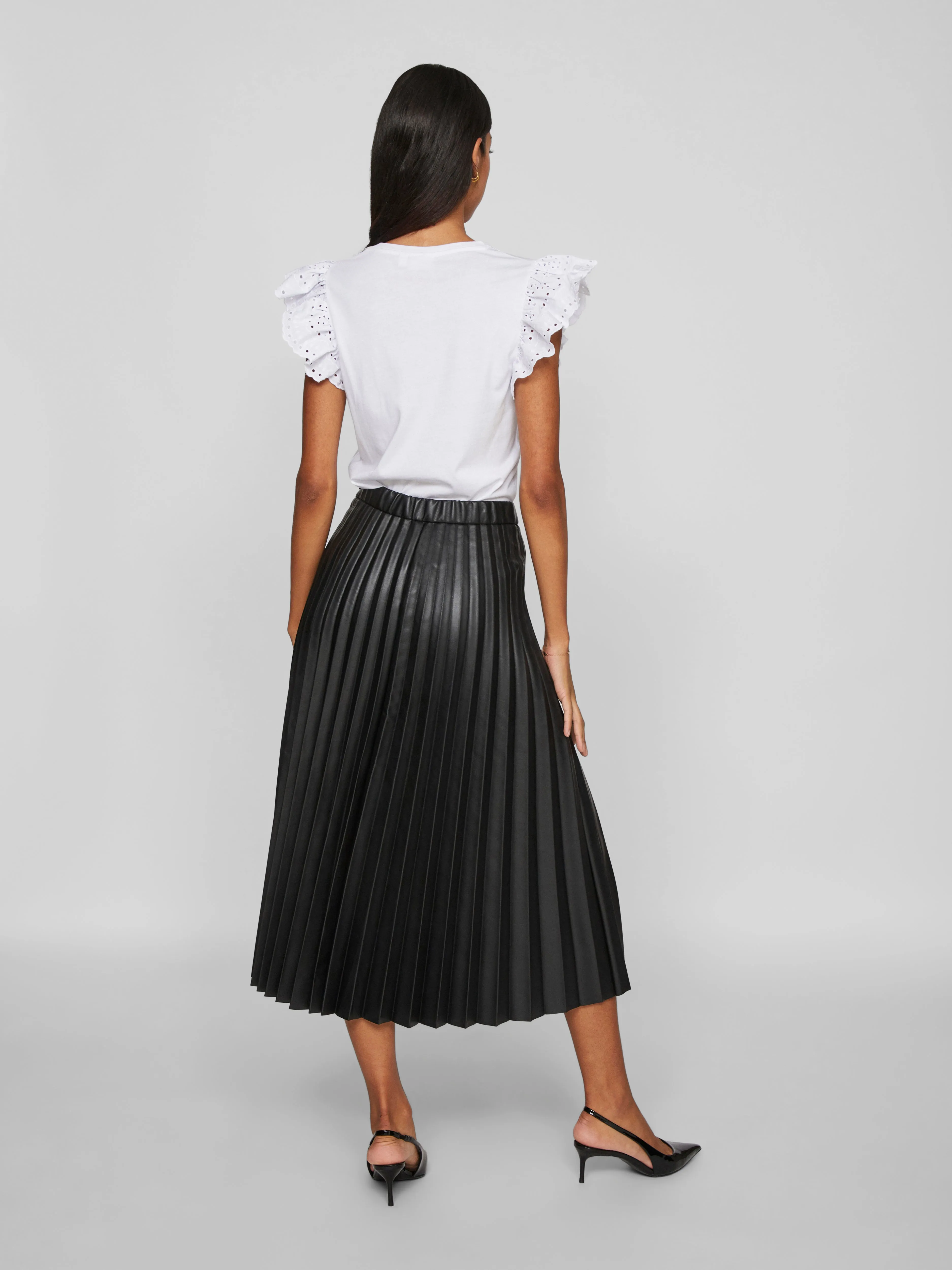 Miriam Faux Leather Midi Skirt (Black)