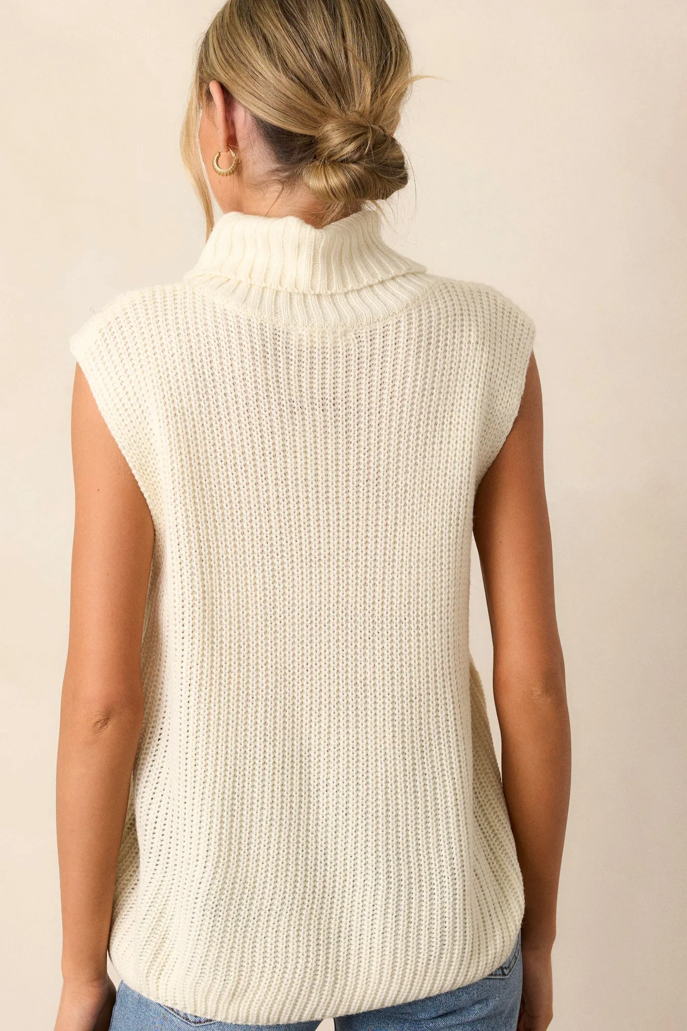 Mixed Emotions Ivory Turtleneck Sweater Vest