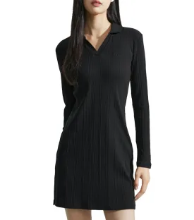 Monologo Rib Knit Slim Polo Dress cK Black