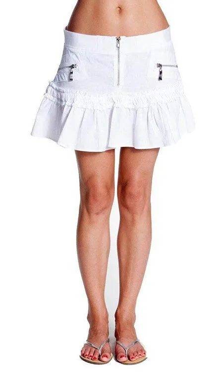 Penny Mini Skirt - Women's Corset Skirt/ Ruffled Bottom