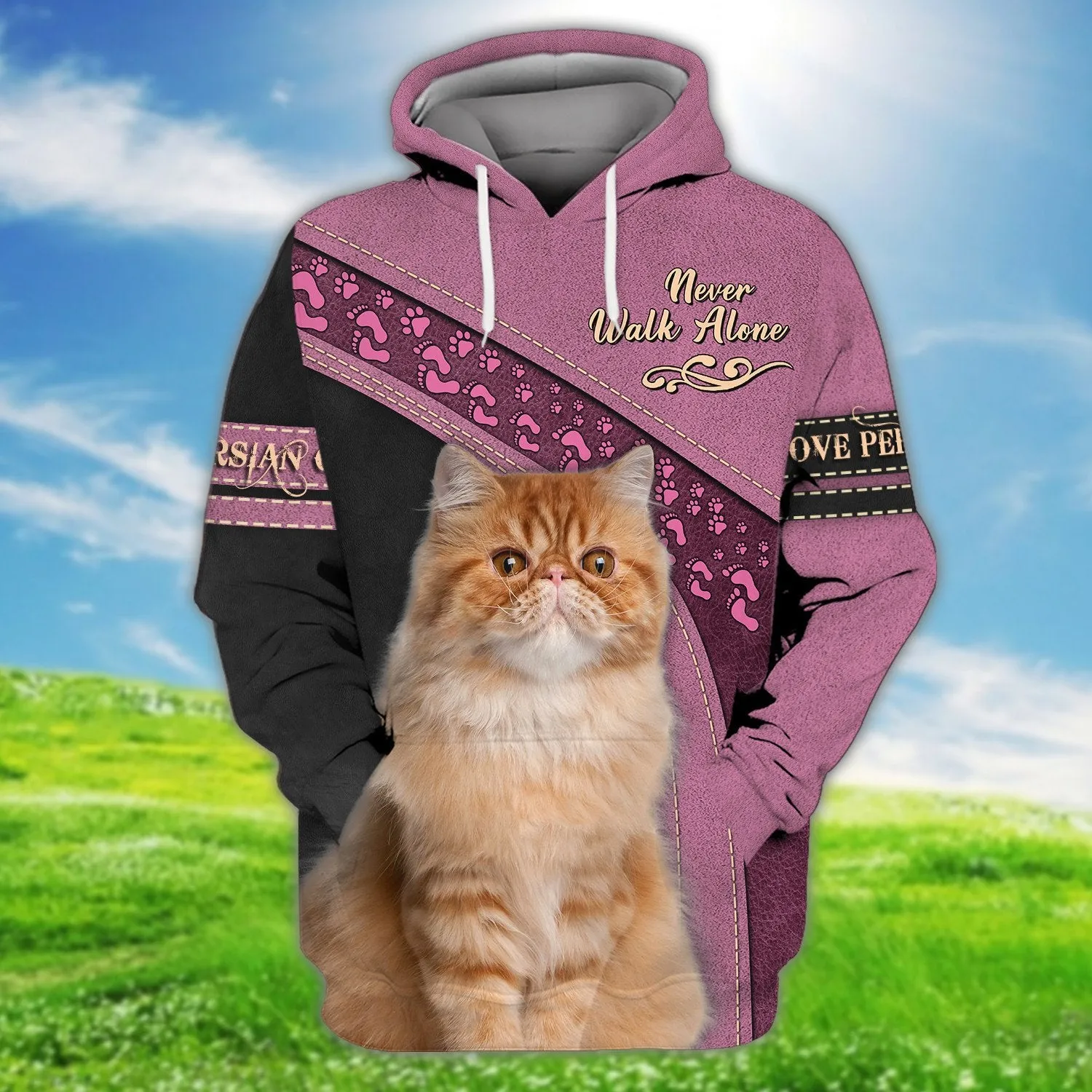 Persian Cat Love Never Walk Alone 3D Full Print Sweatshirt Christmas Memorial