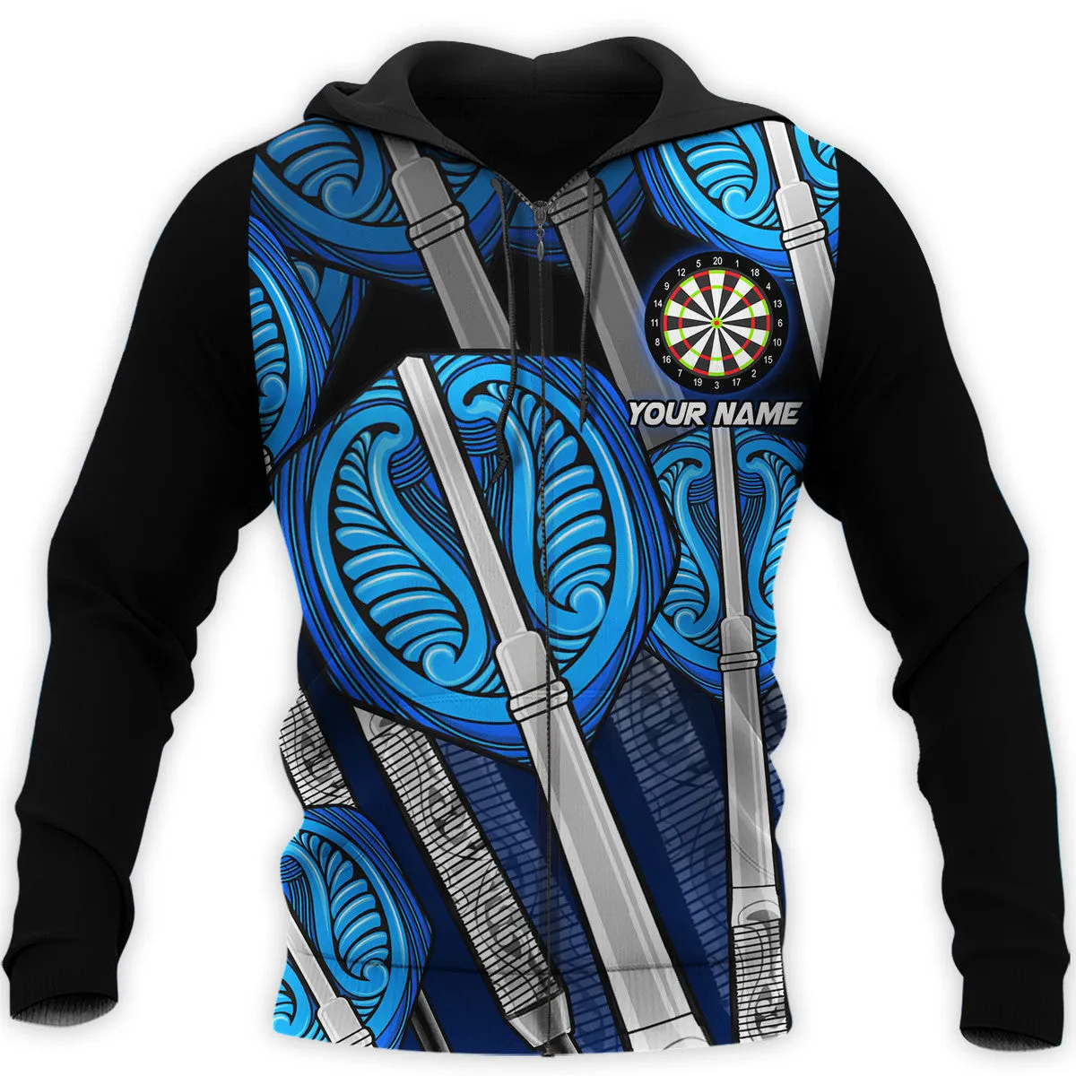 Personalized Name Darts Pattern Player All Over Printed Unisex 3D Hoodie Shirt