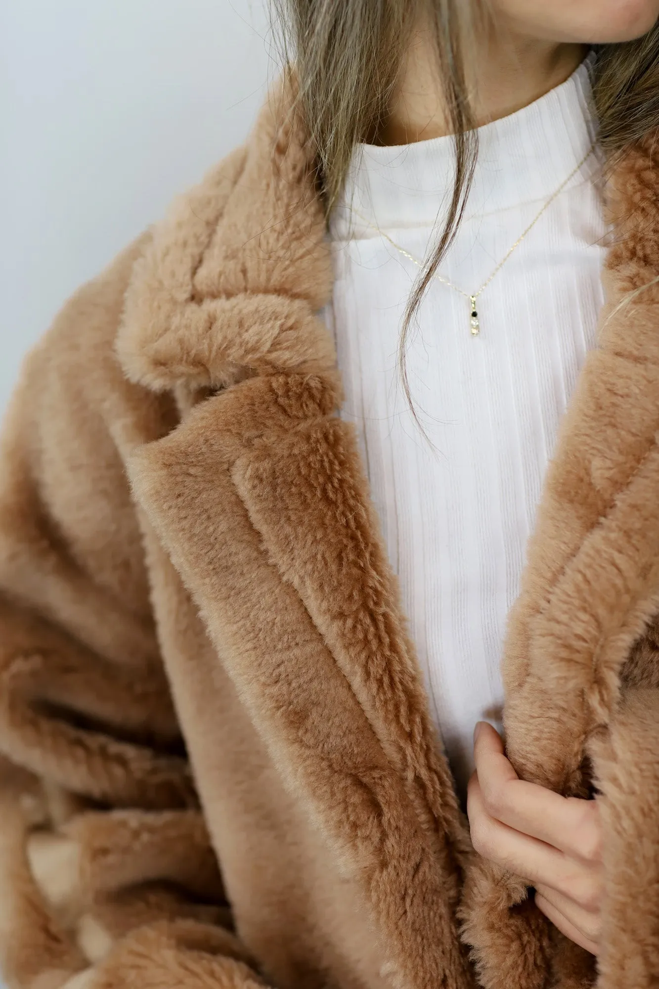 Plush Shearling and Suede Coat - Camel