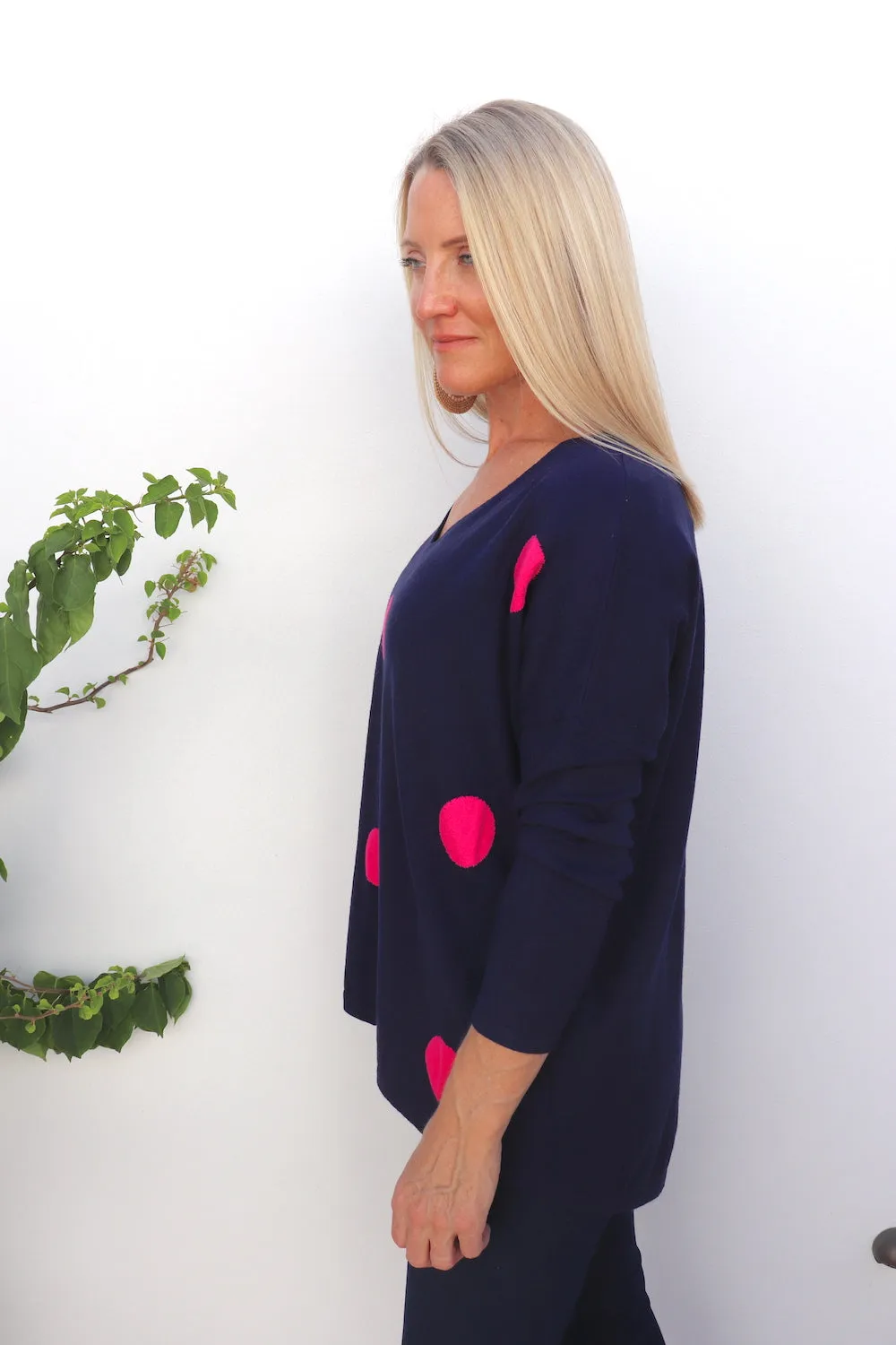 Polka Dot Navy Sweater