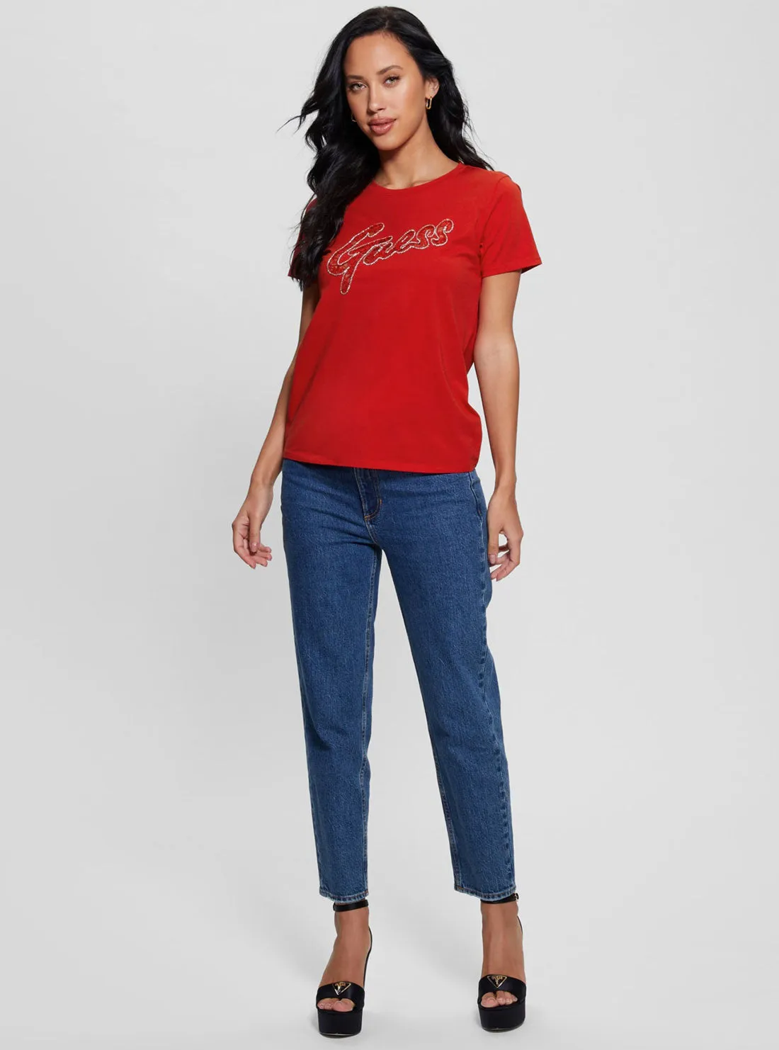 Red Short Sleeve Lace Logo T-Shirt