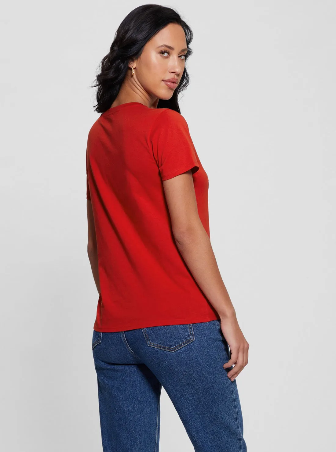 Red Short Sleeve Lace Logo T-Shirt