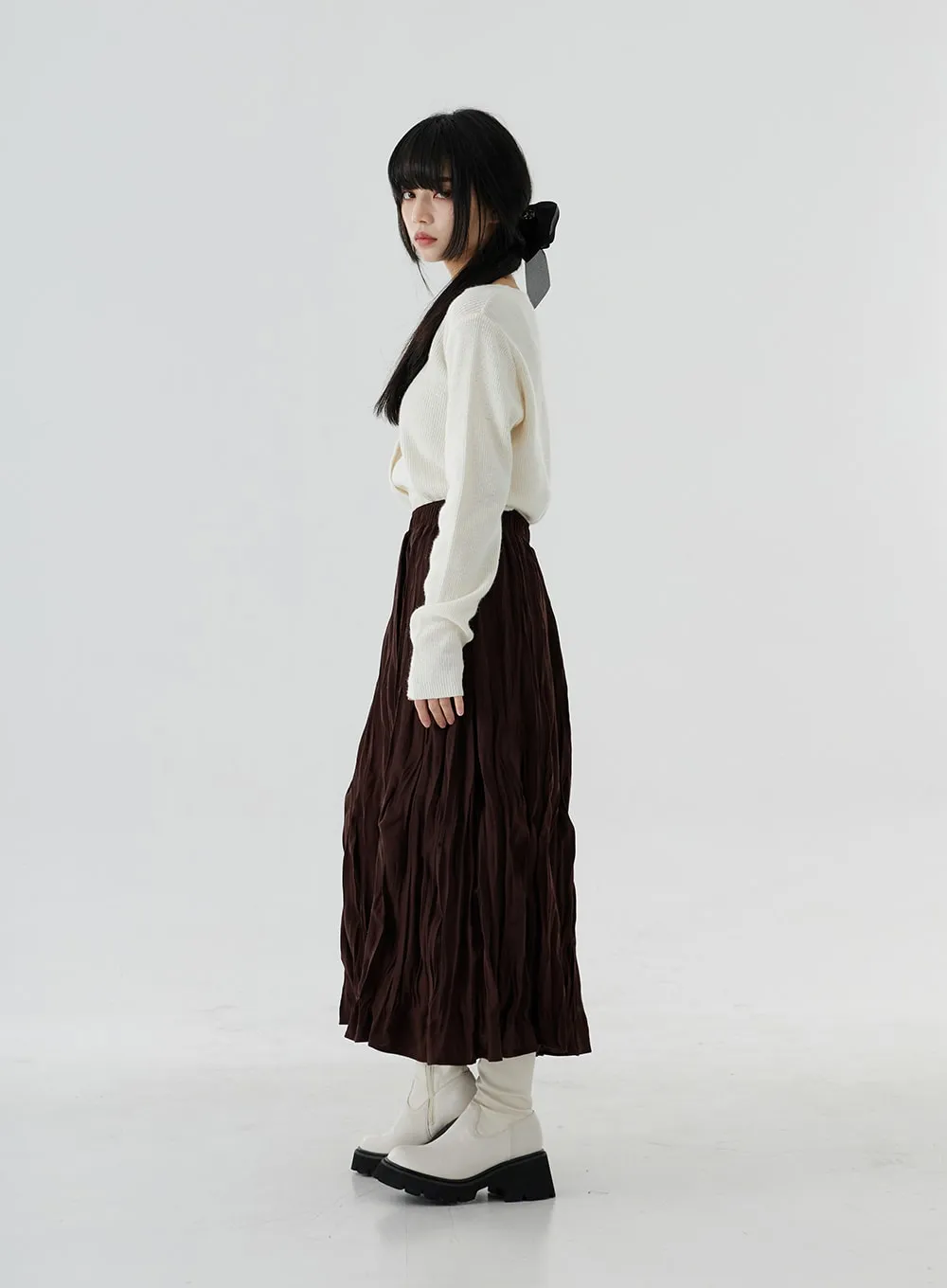 Ruffle A-Line Long Skirt OO24