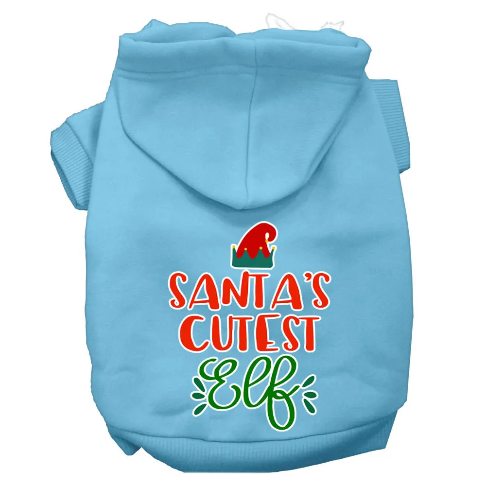 Santa's Cutest Elf Screen Print Dog Hoodie Baby Blue Xxl