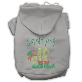 Santa's Elf Rhinestone Dog Hoodie Grey M (12)