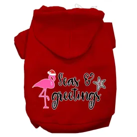 Seas And Greetings Screen Print Dog Hoodie Red Xl