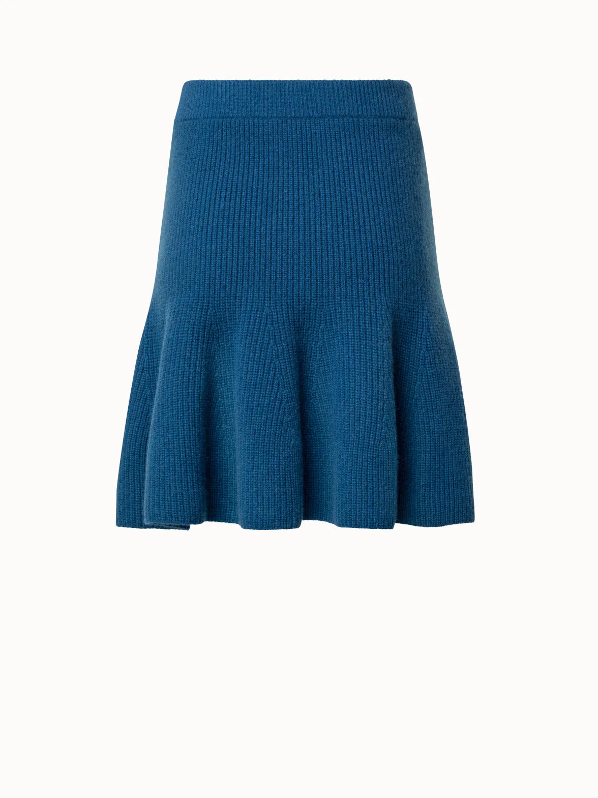 Short Cashmere A-Line Rib Knit Skirt