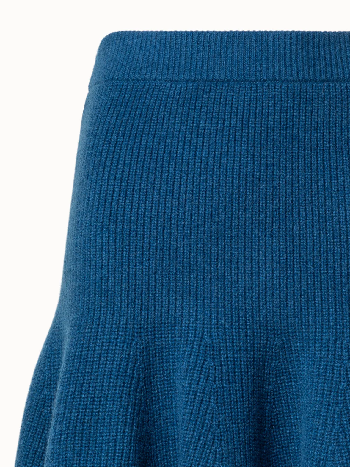 Short Cashmere A-Line Rib Knit Skirt