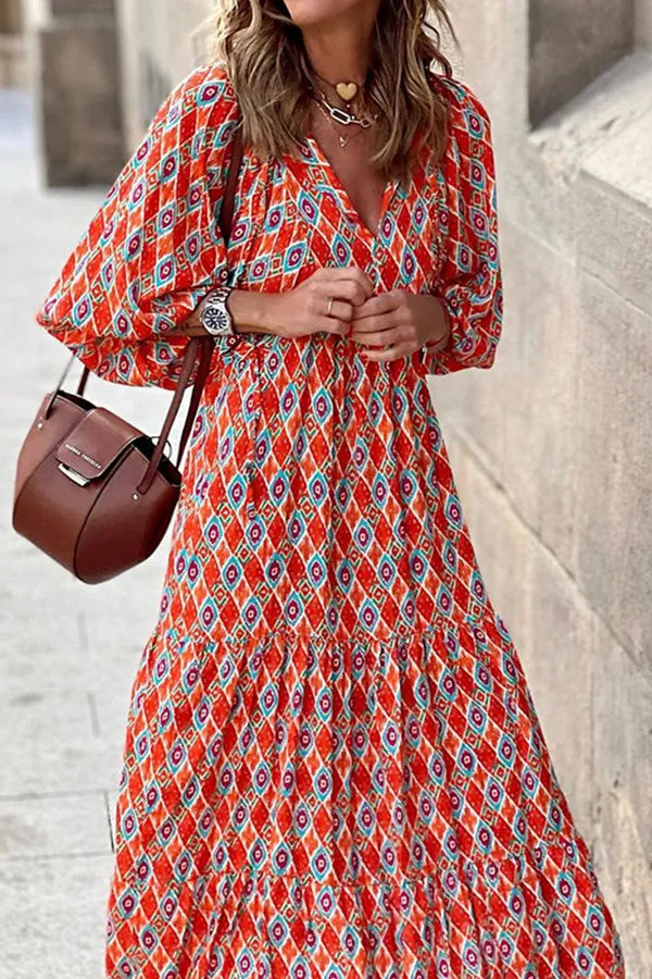 Short Sleeve Midi Bohemian Dress