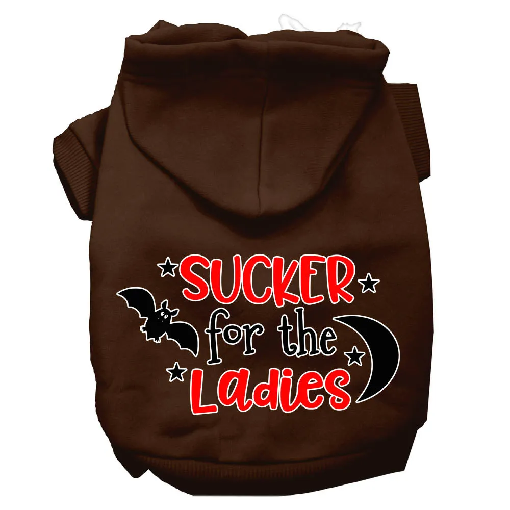 Sucker For The Ladies Screen Print Dog Hoodie Brown M