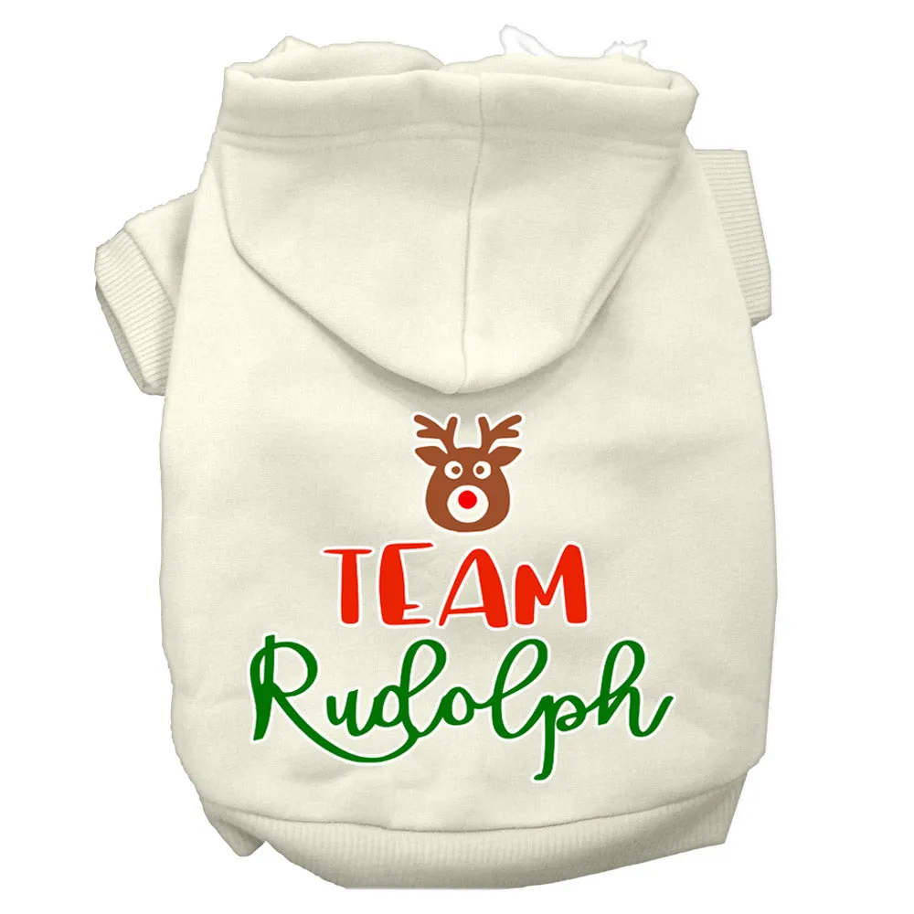 Team Rudolph Screen Print Dog Hoodie Cream Xl