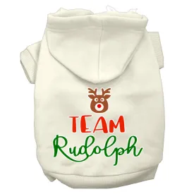 Team Rudolph Screen Print Dog Hoodie Cream Xl