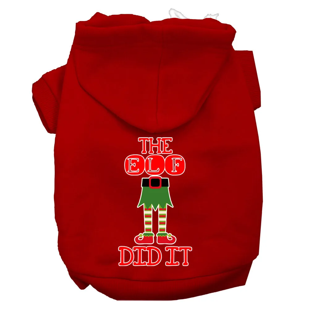 The Elf Did It Screen Print Dog Hoodie Red Xxl