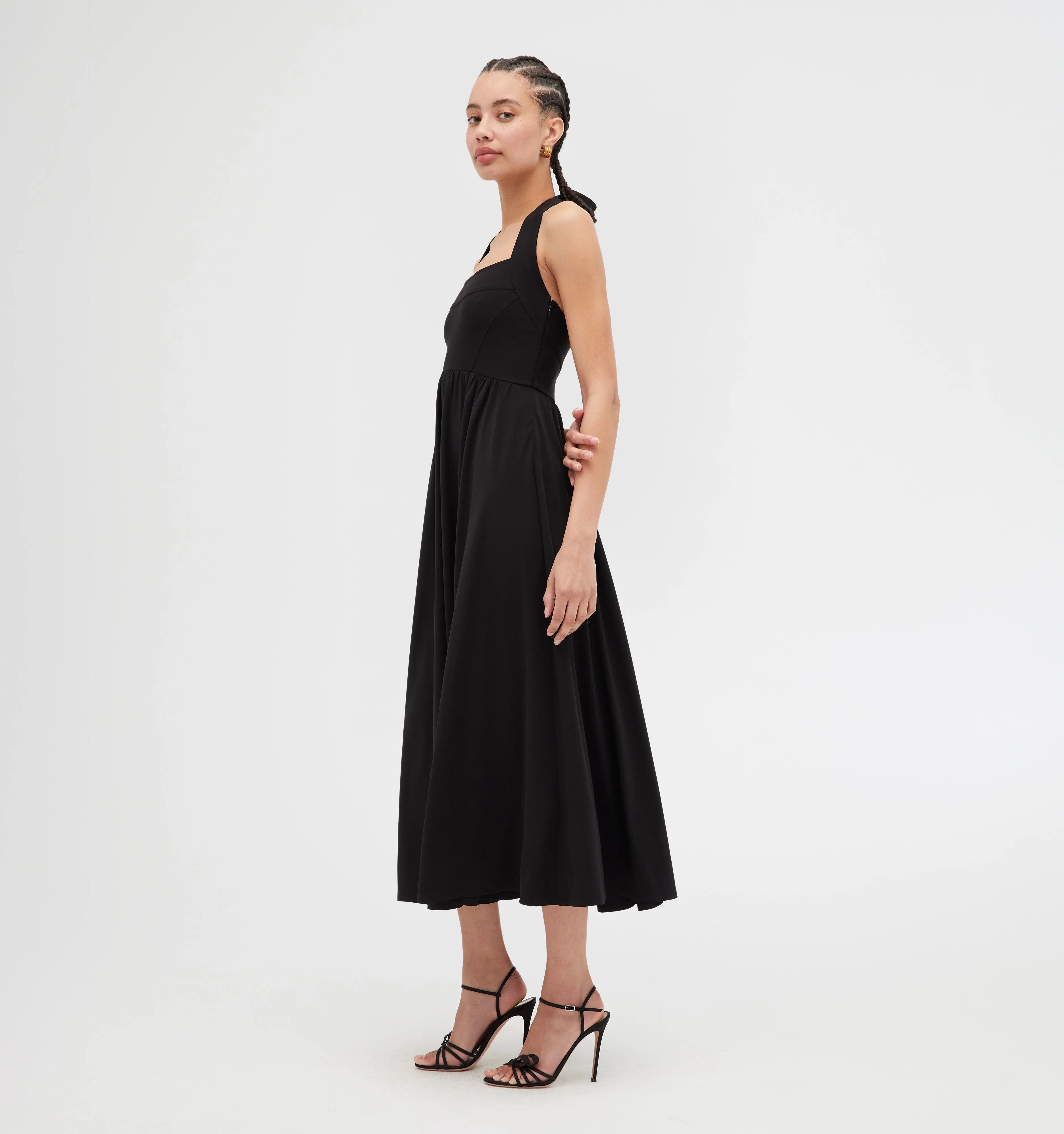 The Fleur Midi Dress - Black Jersey