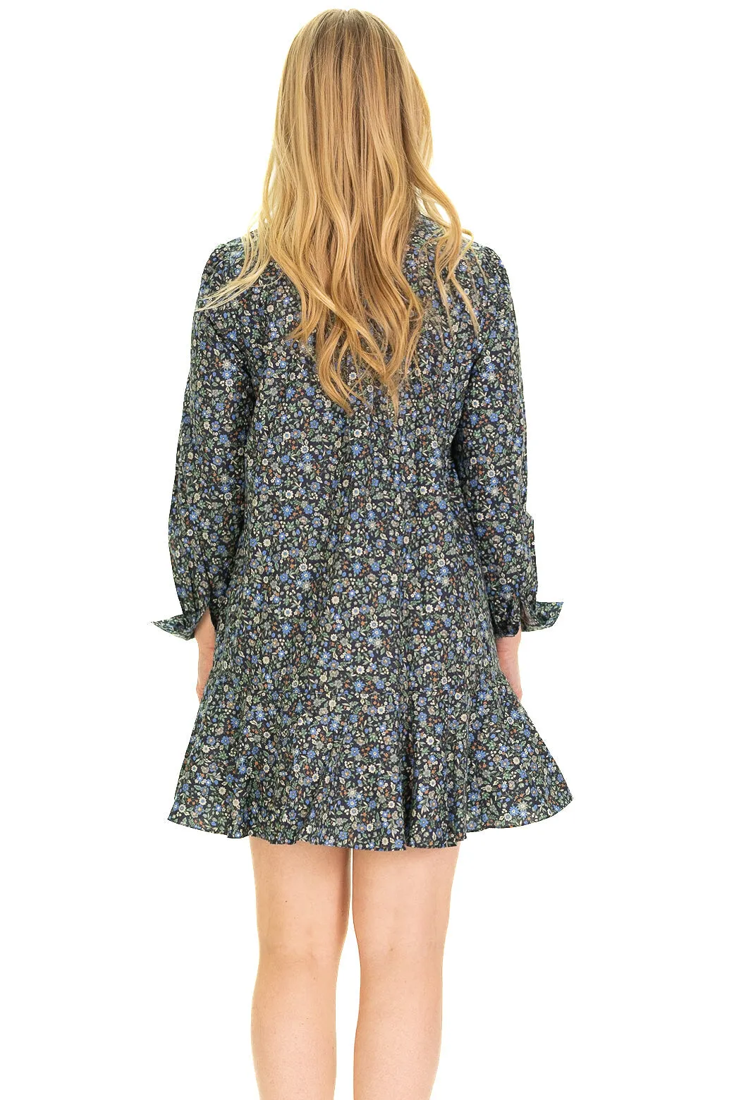 The Iris Drop Waist Shirt Dress in Green Floral