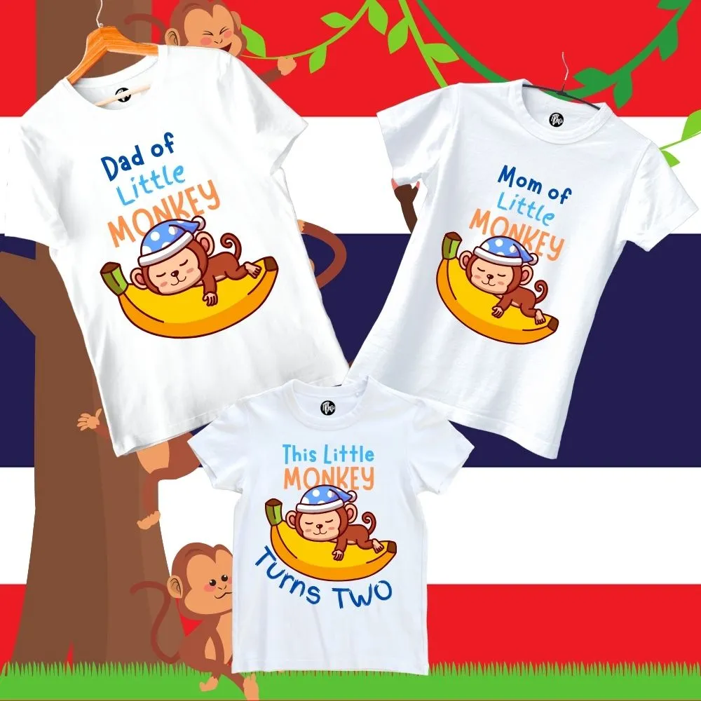 The Little Monkey Second Birthday Jungle Theme Family T-Shirts