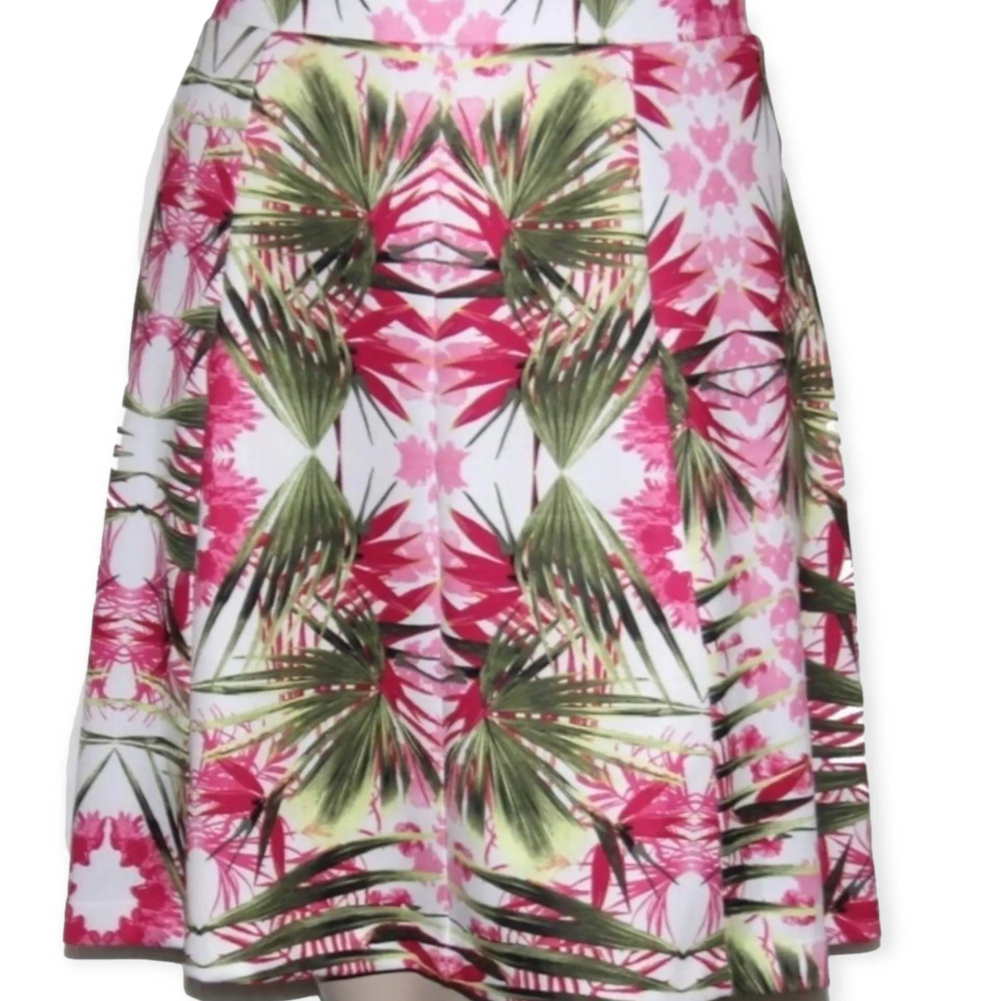 Tropical Wavy A-line Above Knee Skirt