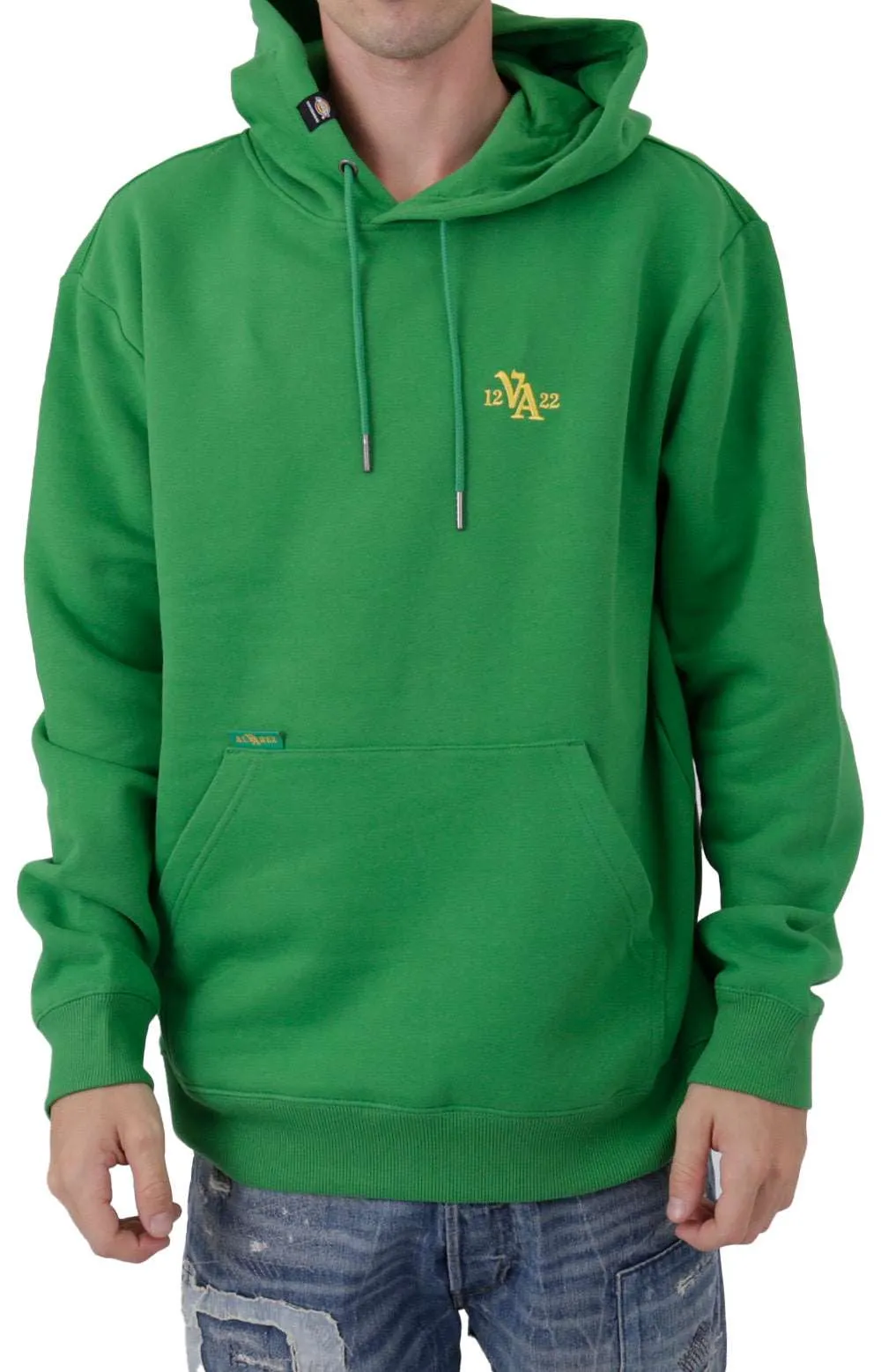 (TWV01GF) Vincent Graphic Fleece Pullover Hoodie - Green Leaf