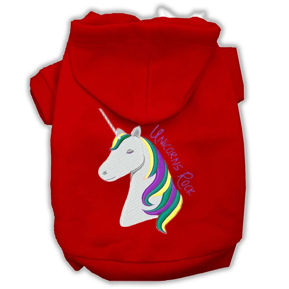 Unicorns Rock Embroidered Dog Hoodie Red Xs (8)