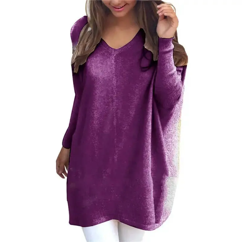 V-neck long sleeve women's thin sweater