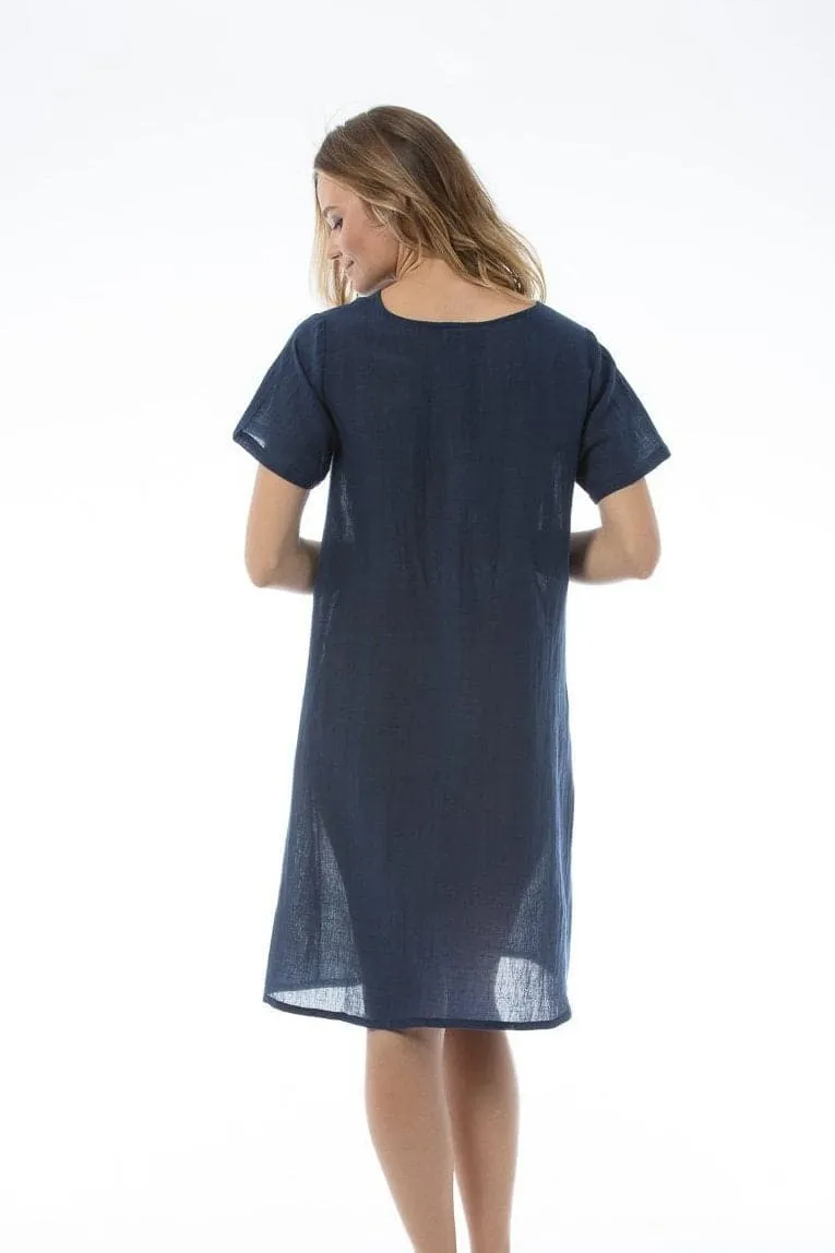 V-neck Navy Dress - Willa dress