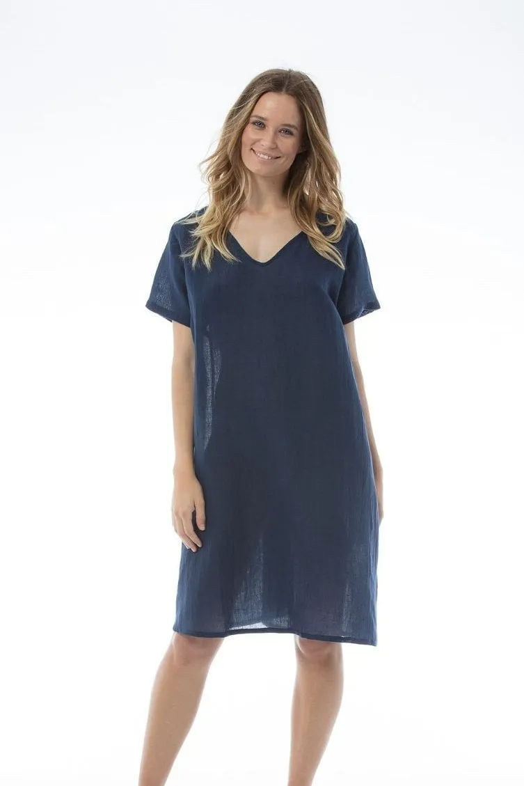 V-neck Navy Dress - Willa dress