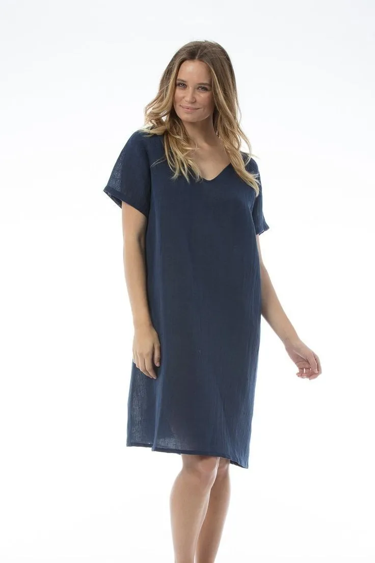 V-neck Navy Dress - Willa dress