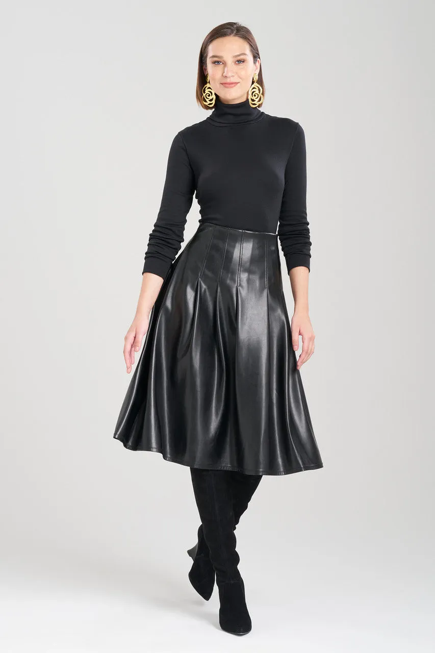 Vegan Luxe Lambskin A-line Pleated Skirt