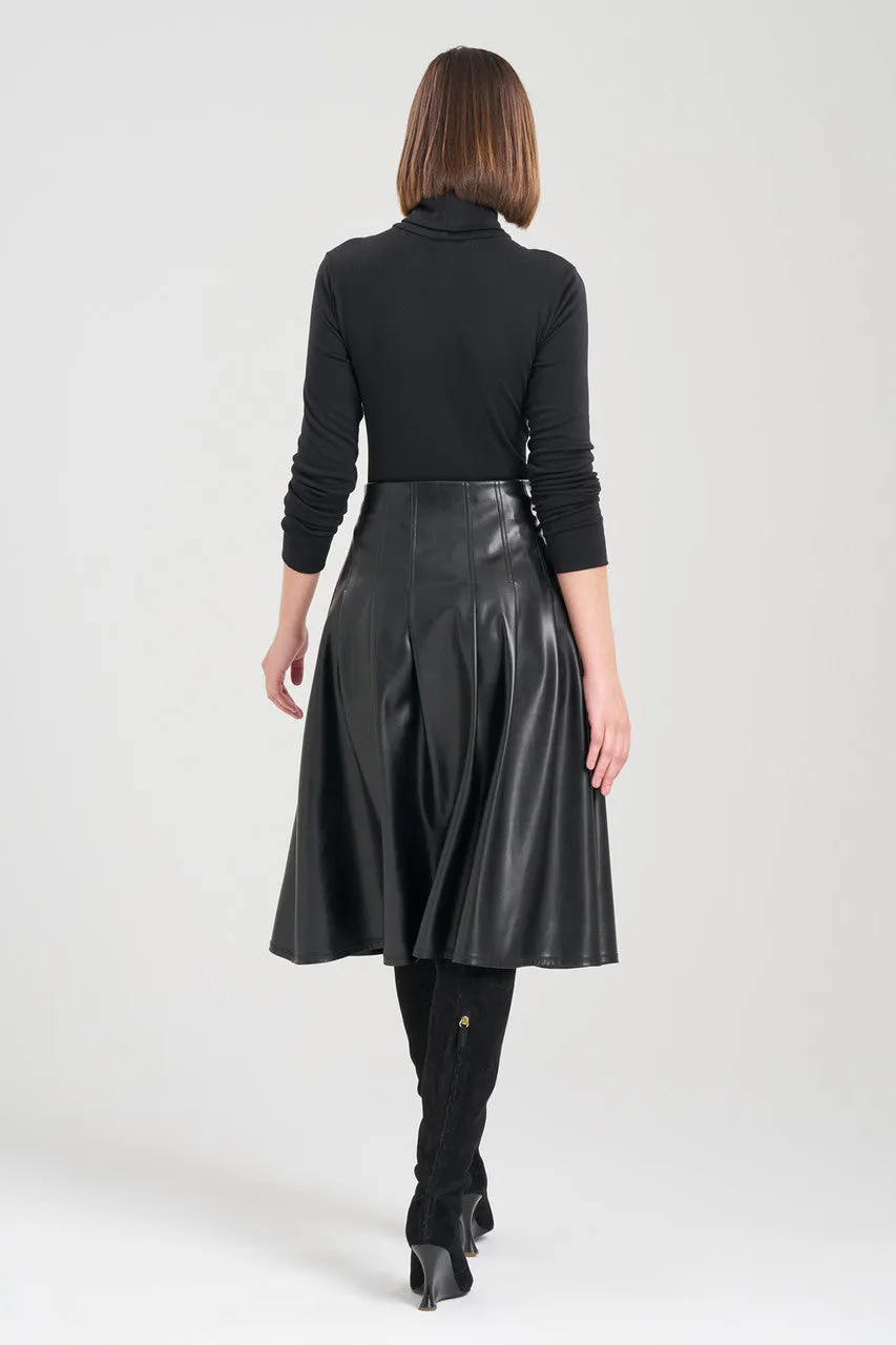 Vegan Luxe Lambskin A-line Pleated Skirt