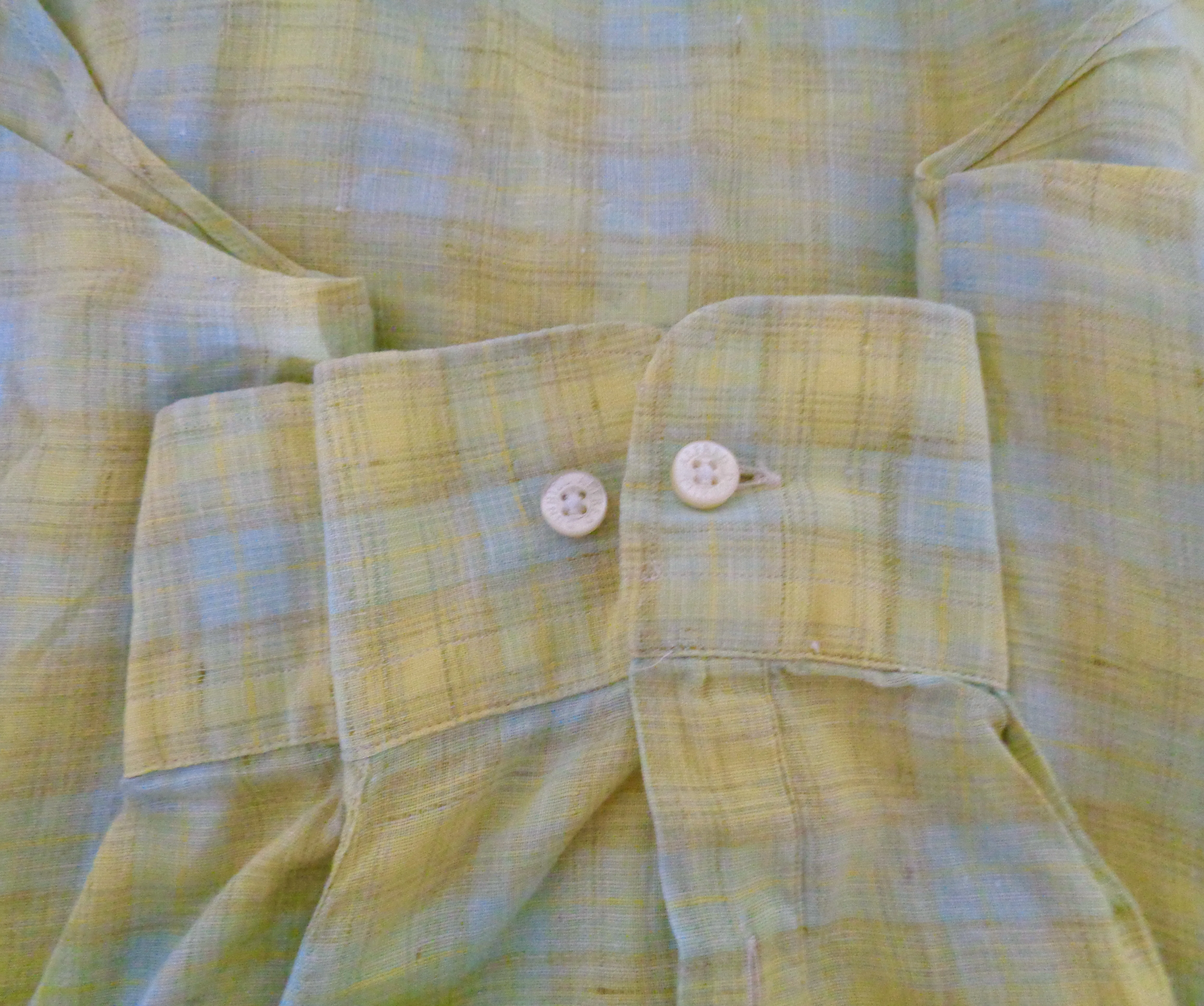 Vintage Dunhill Yellow & Blue Check Long Sleeve 100% Linen X-Large Shirt