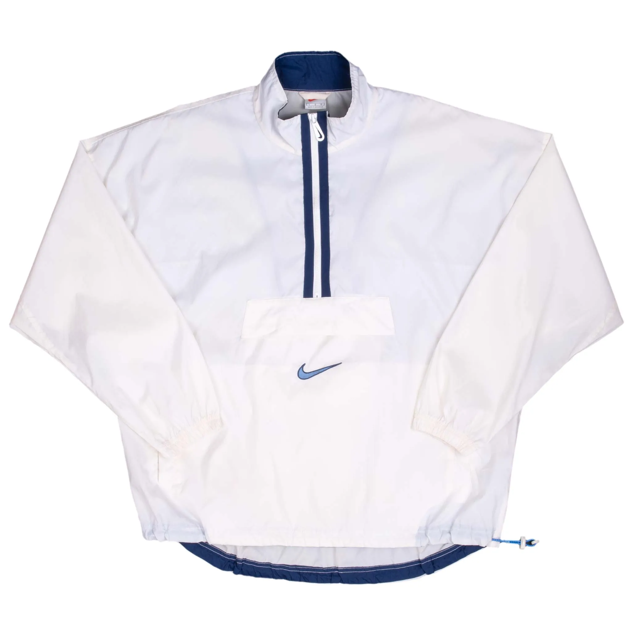 VINTAGE NIKE BIG SWOOSH WHITE PULLOVER WINDBREAKER JACKET 2000S LARGE