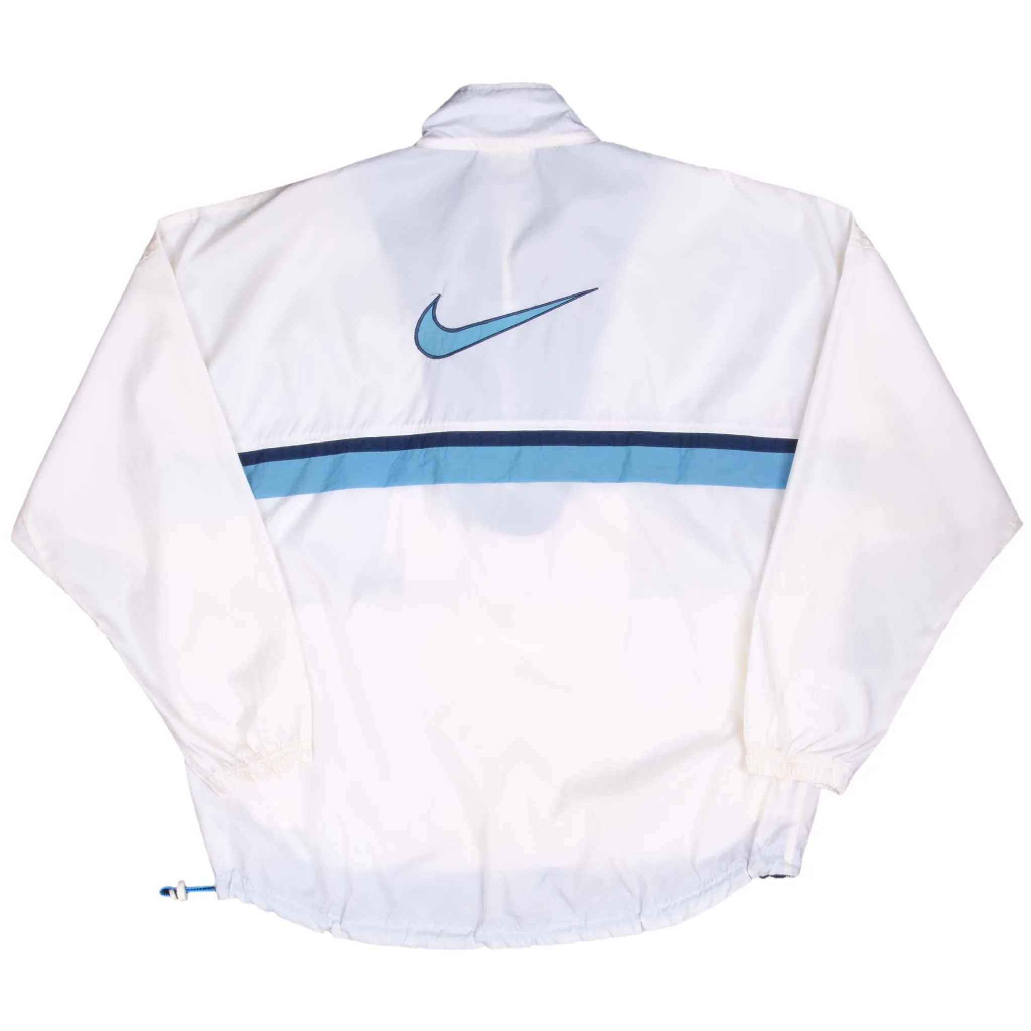 VINTAGE NIKE BIG SWOOSH WHITE PULLOVER WINDBREAKER JACKET 2000S LARGE