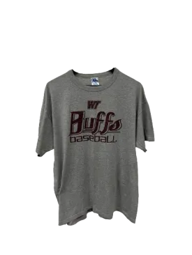 Vintage WT Buffs Baseball College Sports T-shirt Grey Large