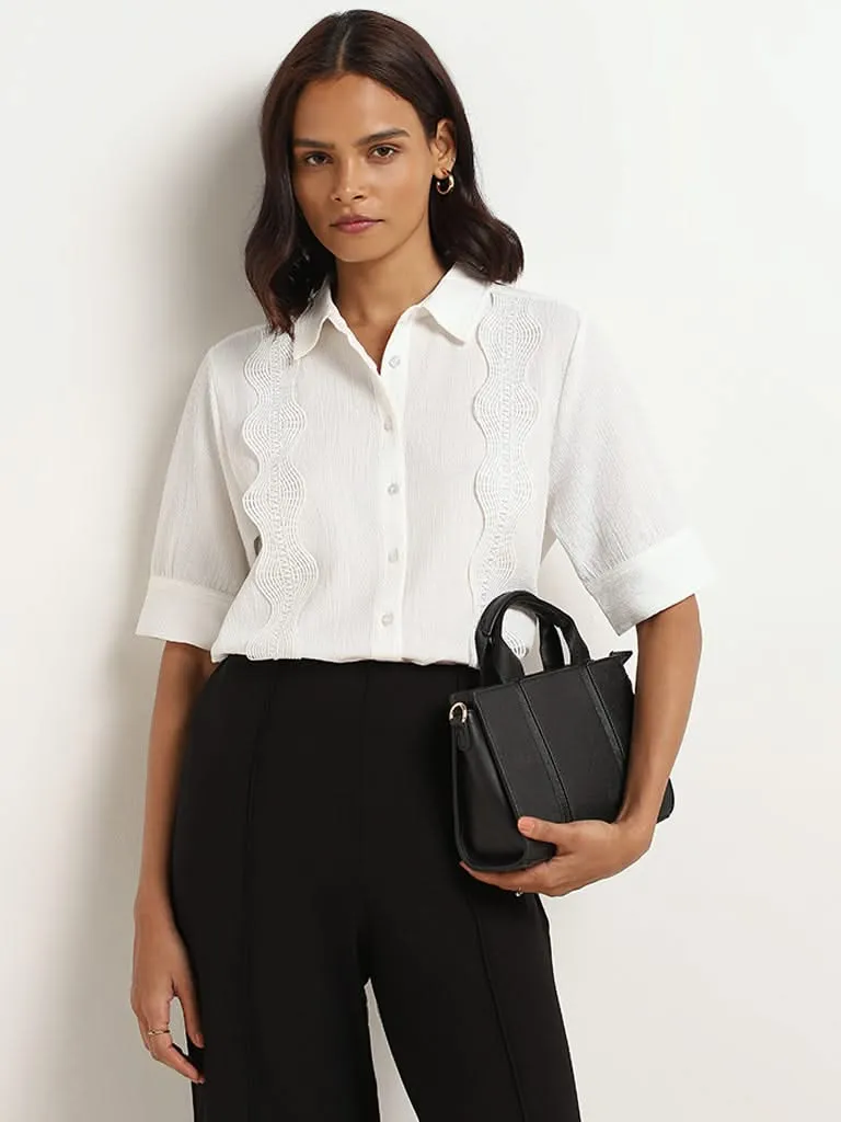 Wardrobe White Lace Trim Shirt