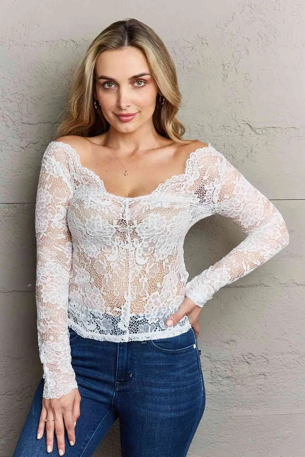 Women's Ninexis Be Kind Off The Shoulder Lace Top