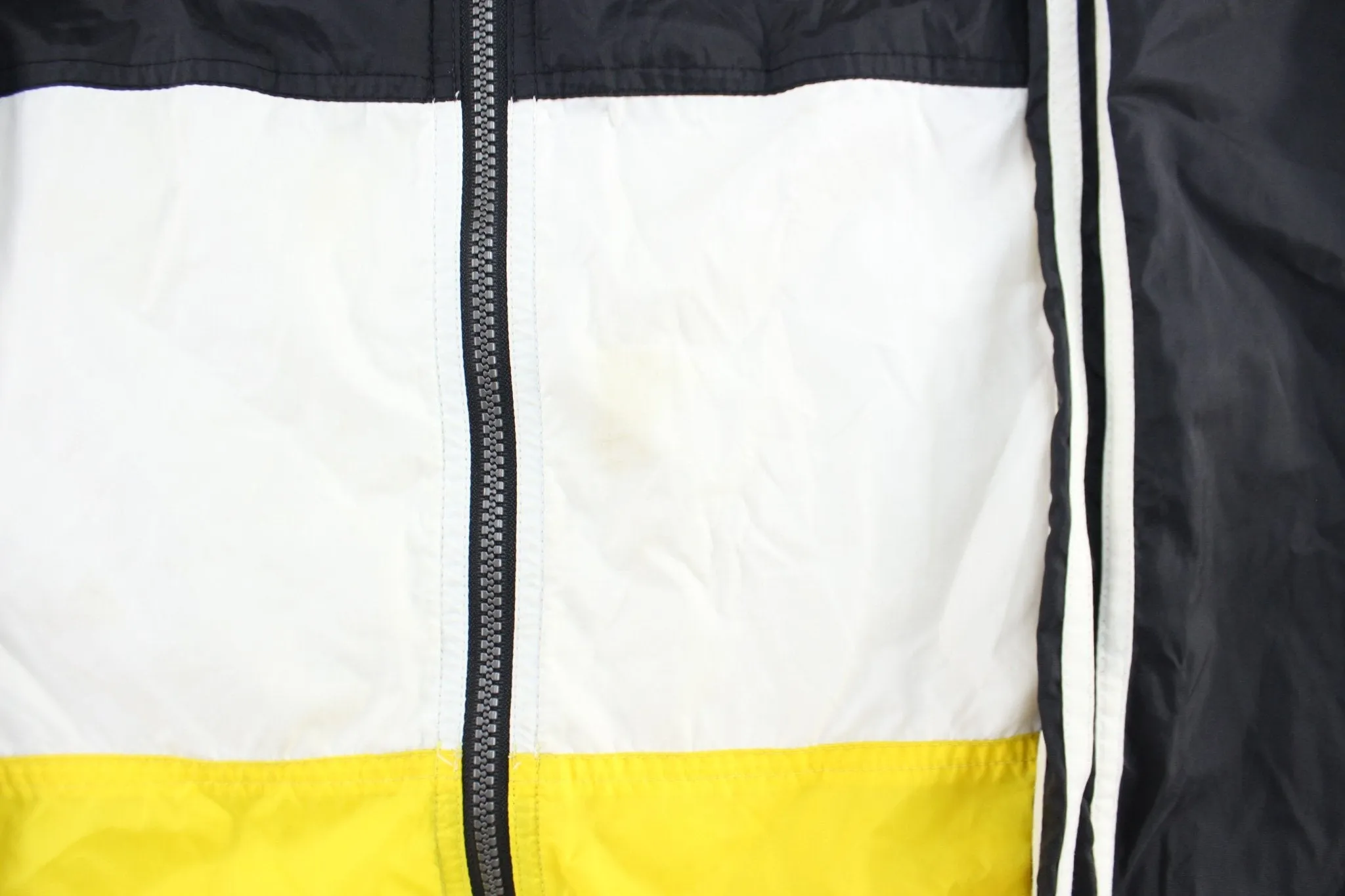 Women's Vintage Adidas Embroidered Logo Black Yellow, & White Windbreaker Jacket