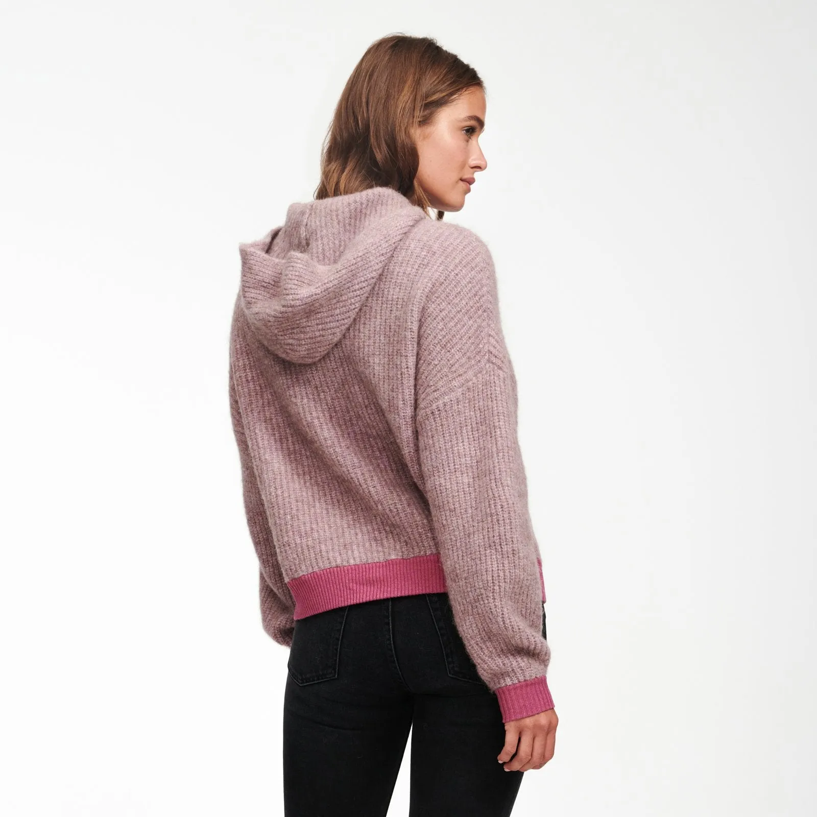 Wool-Blend Drop Shoulder Cowl Neck Hoodie