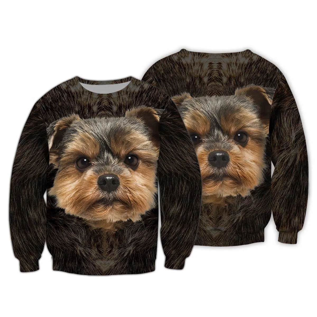 Yorkshire Terrier Puppies Face Sweatshirt, Yorkshire Terrier Sweatshirt, Dog Sweatshirt For Humans